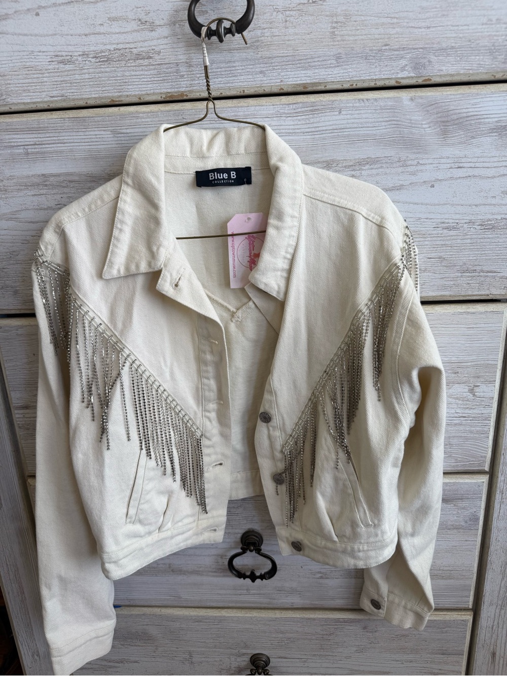 Rhinestone Fringe Denim Jacket